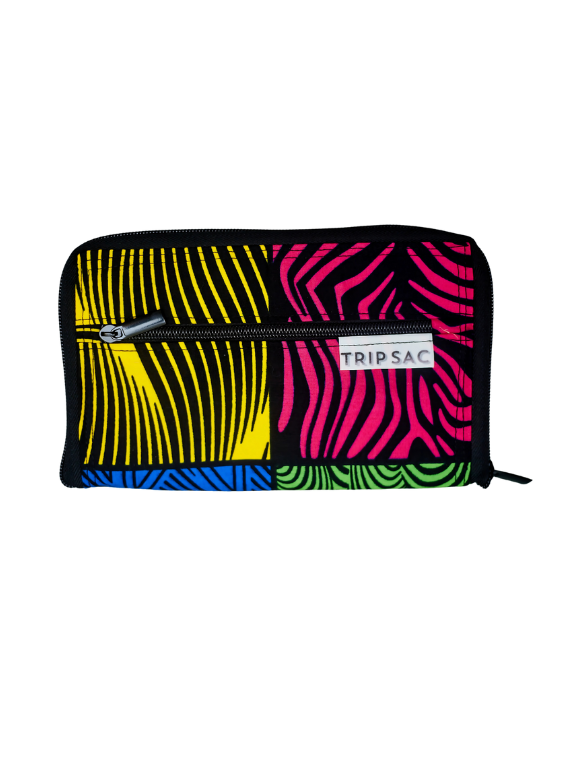 Front design of the Happy Safari Foldable Tote Bag, crafted from high-quality African fabric.