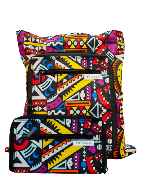 Trip Sac Zuri Bag collapsible tote bag folded and unfolded for easy use.